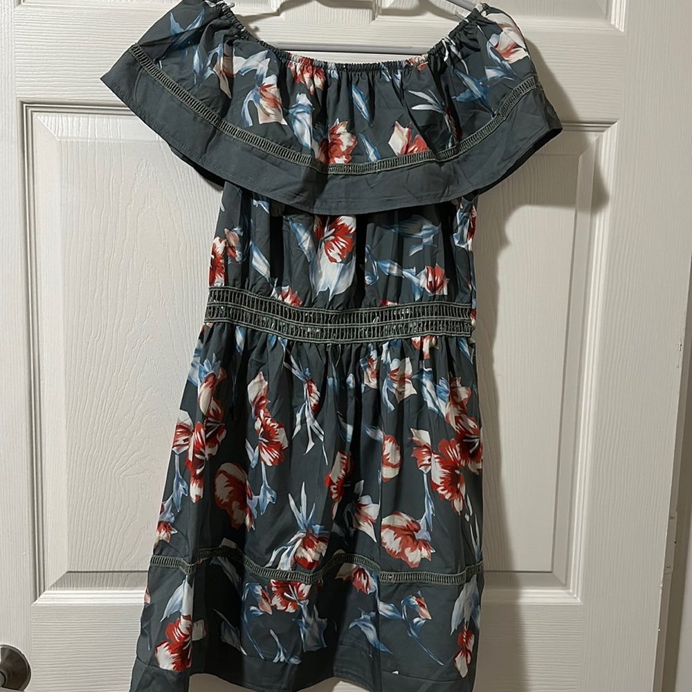 Off the shoulder green floral dress